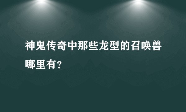 神鬼传奇中那些龙型的召唤兽哪里有？