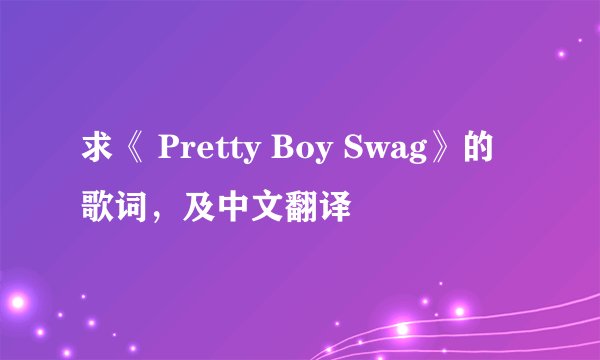 求《 Pretty Boy Swag》的歌词，及中文翻译