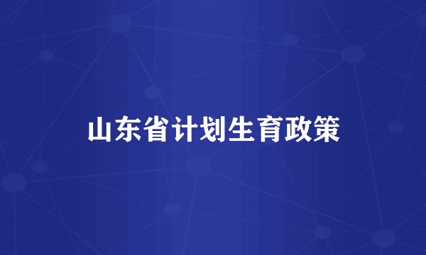 山东省计划生育政策
