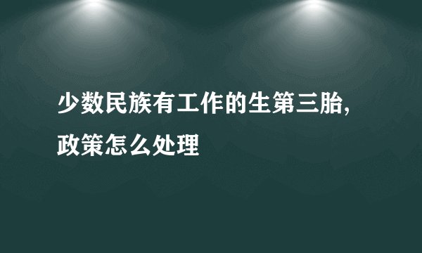 少数民族有工作的生第三胎,政策怎么处理