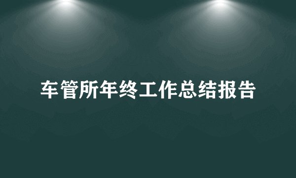 车管所年终工作总结报告