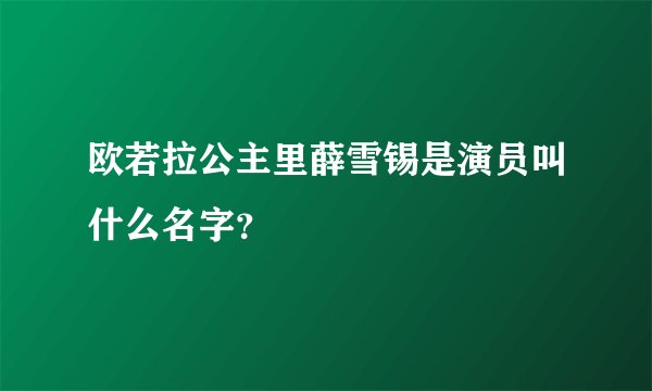 欧若拉公主里薛雪锡是演员叫什么名字？