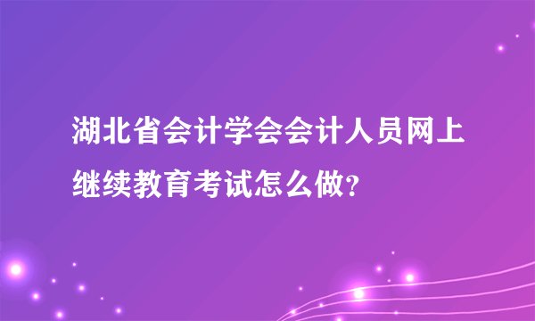 湖北省会计学会会计人员网上继续教育考试怎么做？