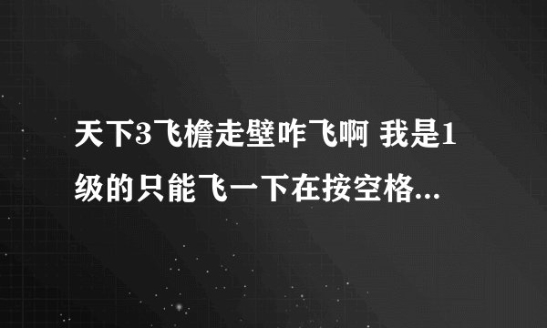 天下3飞檐走壁咋飞啊 我是1级的只能飞一下在按空格他就往回跳。。求解