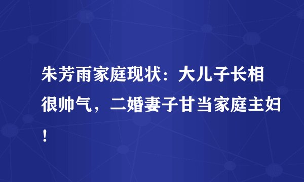 朱芳雨家庭现状：大儿子长相很帅气，二婚妻子甘当家庭主妇！
