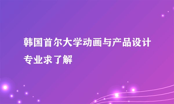 韩国首尔大学动画与产品设计专业求了解