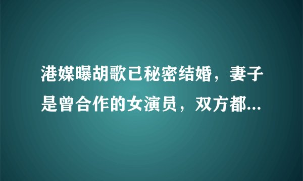 港媒曝胡歌已秘密结婚，妻子是曾合作的女演员，双方都曾出面否认