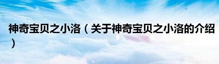 神奇宝贝之小洛（关于神奇宝贝之小洛的介绍）