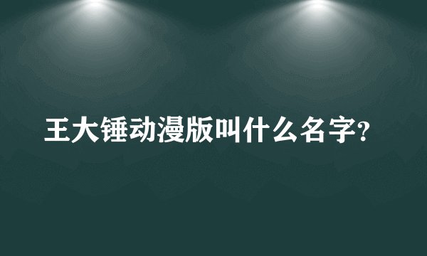王大锤动漫版叫什么名字？