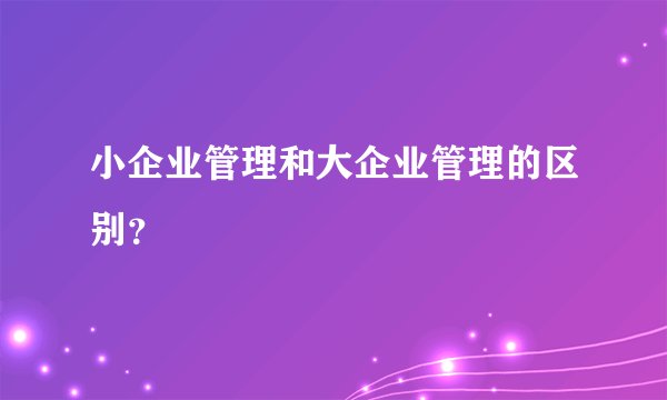 小企业管理和大企业管理的区别？