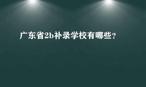 广东省2b补录学校有哪些？