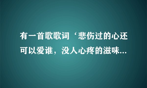 有一首歌歌词‘悲伤过的心还可以爱谁，没人心疼的滋味’这是什么歌？谁唱的