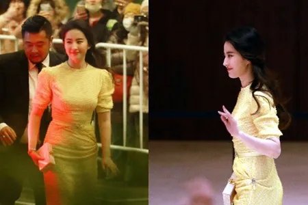 刘亦菲现身成都宣传新片 一身黄服奔赴上海遭数百观众围堵