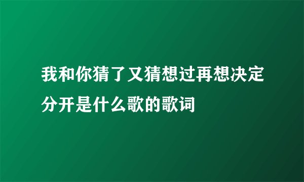 我和你猜了又猜想过再想决定分开是什么歌的歌词