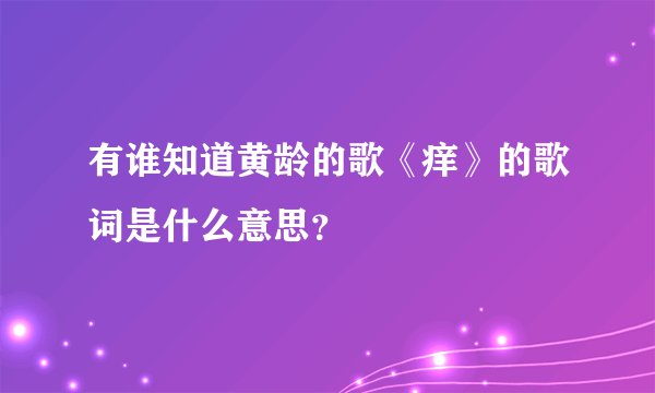 有谁知道黄龄的歌《痒》的歌词是什么意思？