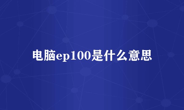 电脑ep100是什么意思