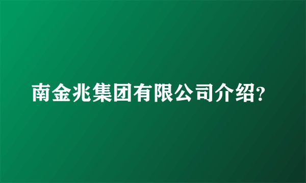 南金兆集团有限公司介绍？