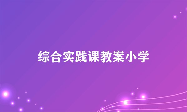 综合实践课教案小学