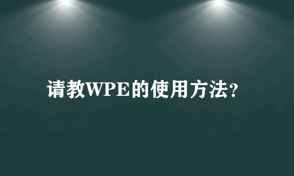 请教WPE的使用方法？