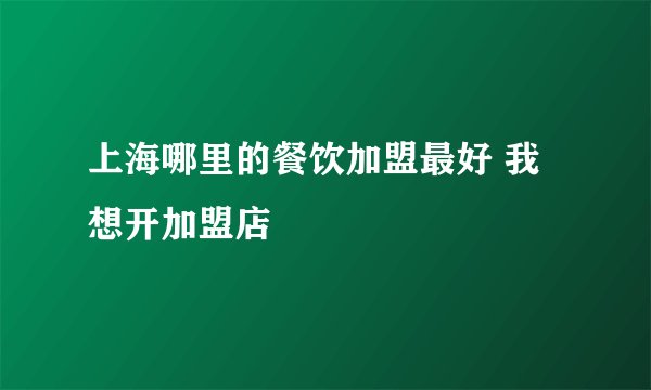 上海哪里的餐饮加盟最好 我想开加盟店