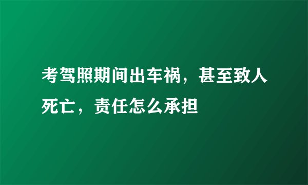 考驾照期间出车祸，甚至致人死亡，责任怎么承担