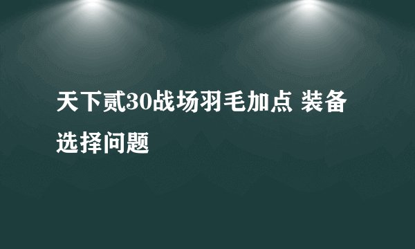 天下贰30战场羽毛加点 装备选择问题