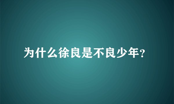 为什么徐良是不良少年？