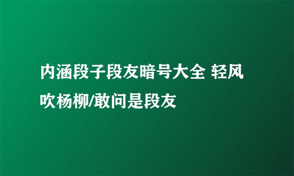 内涵段子段友暗号大全 轻风吹杨柳/敢问是段友