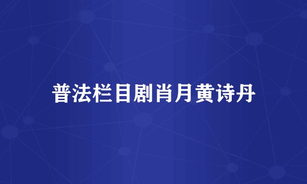 普法栏目剧肖月黄诗丹