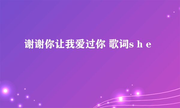 谢谢你让我爱过你 歌词s h e
