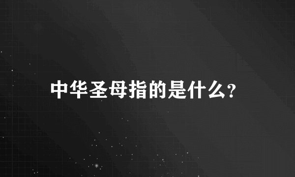 中华圣母指的是什么？