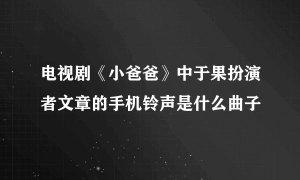 电视剧《小爸爸》中于果扮演者文章的手机铃声是什么曲子