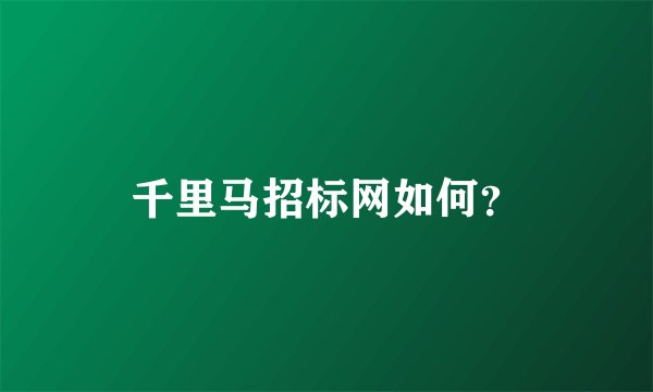 千里马招标网如何？