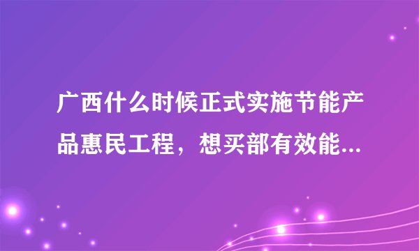 广西什么时候正式实施节能产品惠民工程，想买部有效能补贴的空调？