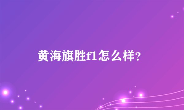 黄海旗胜f1怎么样？