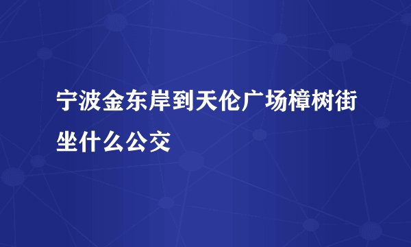宁波金东岸到天伦广场樟树街坐什么公交