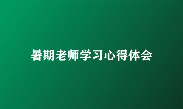 暑期老师学习心得体会