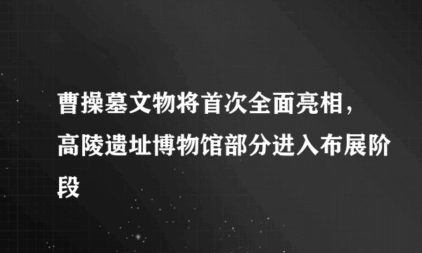 曹操墓文物将首次全面亮相，高陵遗址博物馆部分进入布展阶段