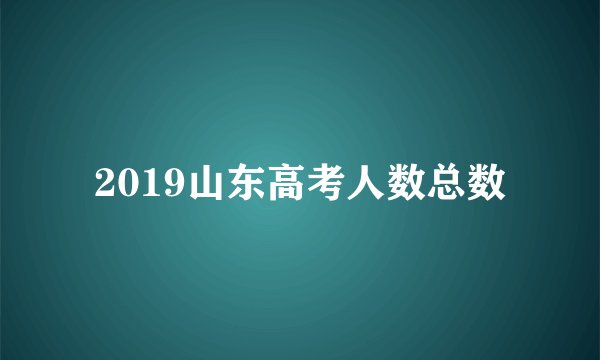 2019山东高考人数总数